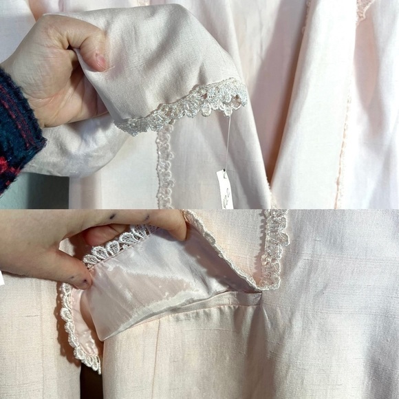 Vintage Black Tie Oleg Cassini 100% Silk Blush Embellished Suit Deadstock Sz 14 - Picture 8 of 17